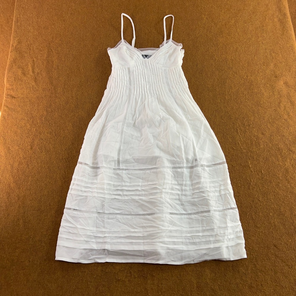 J.Crew Women XXSP White Lace Trim Pintuck Cami Midi Dress New